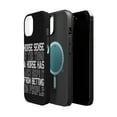 thumbnail image 2 of DistinctInk MagSafe Tough Case for Apple iPhone 13 (6.1" Screen) - Horse Sense Keeps it from Betting on People - Wireless Charging Compatible, 2 of 6