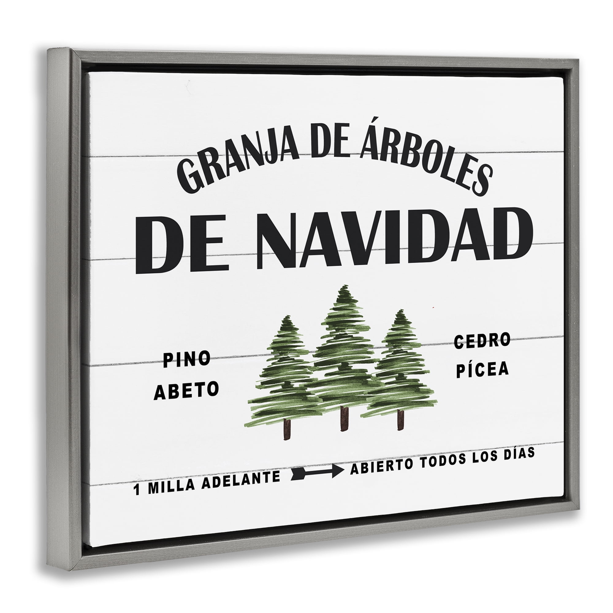 Stupell Industries Arboles De Navidad Holiday Painting Gray Floater Framed Art Print Wall Art, 31 x 25