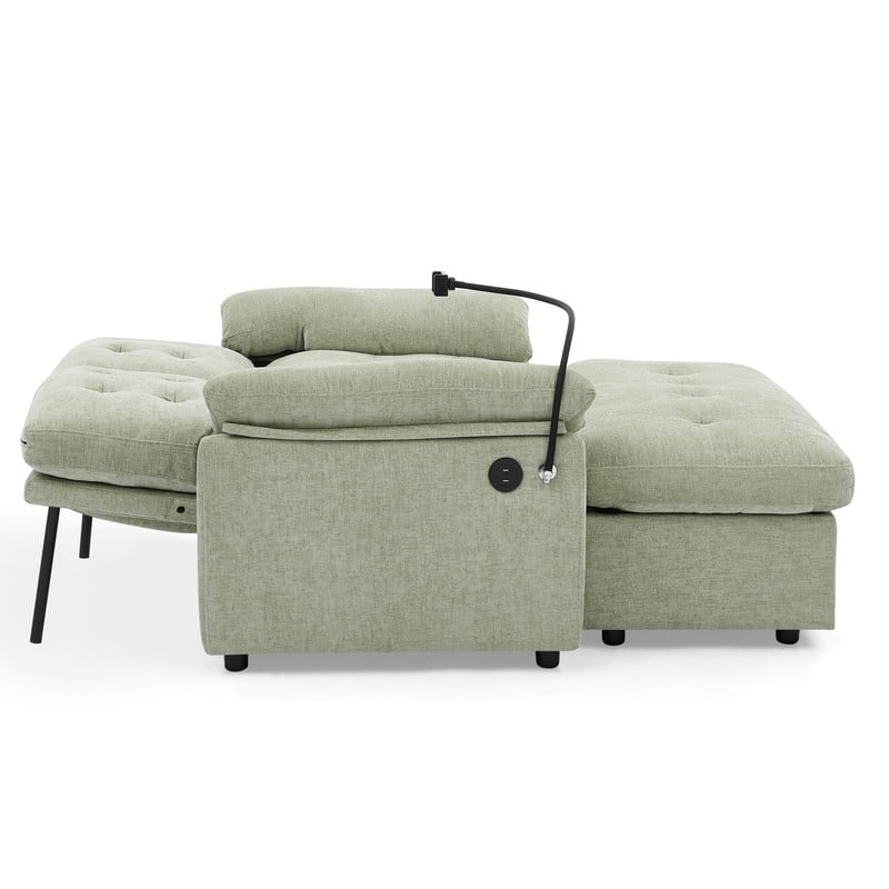 Double Sofa Recliner with Storage Ottoman, Manual Adjustable Reclining Loveseat with USB Charging Port, Phone Stand, and Soft Padded Armrests for Living Room, Apartment, and Home Theater