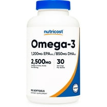 Nutricost Omega 3 - 2500MG, 90 Softgels (30 Servings) - Fish Oil, 1200mg EPA 850mg DHA - Non-GMO, Gluten Free Supplement for Men & Women