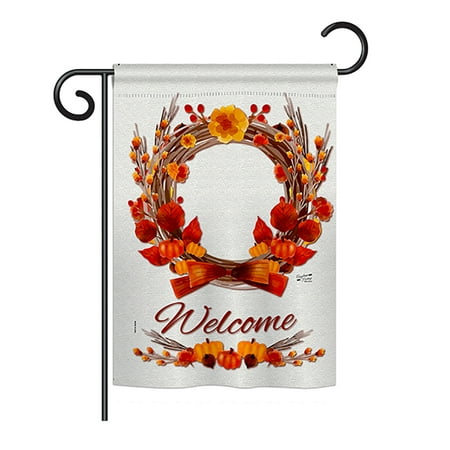 Wreath Decorative Flag - Harvest Wreath Fall - Seasonal Impressions Decorative Vertical Garden Flag - Printed in USA