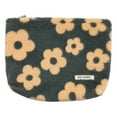 thumbnail image 1 of Plush Trendy Cosmetic Pouch with Zipper Cute Floral (Orange), 1 of 7