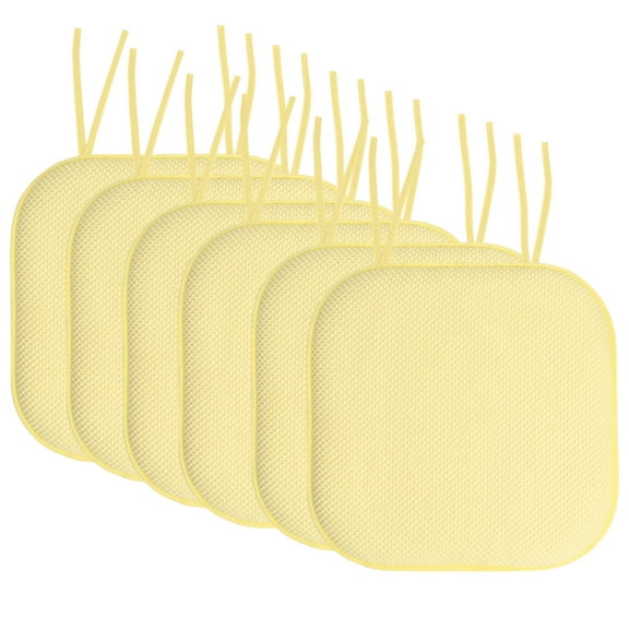 Memory Foam Honeycomb Non-Slip Back Chair Cushion Pad with Ties 6 Pack Yellow
