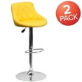 thumbnail image 3 of Flash Furniture Caldwell 2 Pk. Contemporary Yellow Vinyl Bucket Seat Adjustable Height Barstool with Diamond Pattern Back and Chrome Base, 3 of 14