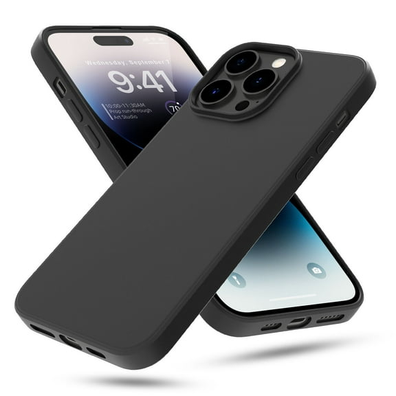 Liquid Silicone Case for iPhone 14 Case, Full Body Protective Cover, Shockproof, Slim Phone Case, Anti-Scratch, Black