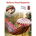 thumbnail image 5 of 2-Person Canvas Camping Hammock with Stripes, Portable Hammocks for Traveling, Beach, Backyard, Patio, Hiking, and Wooden Stick Included, 5 of 7