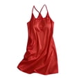 thumbnail image 4 of Yangnuo Women's Satin Slip Nightgown with Built-in Bra, Halter Spaghetti Strap Mini Loungewear Dress, 4 of 5