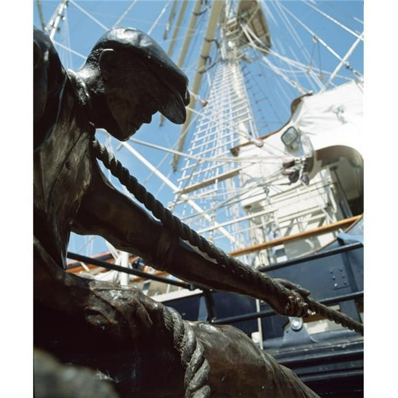 Posterazzi DPI1809283LARGE Sir John Rogersons Quay Dublin Ireland - Stevadore Sculpture & Ship Poster Print by The Irish Image Collection, 26 x 32 - Large