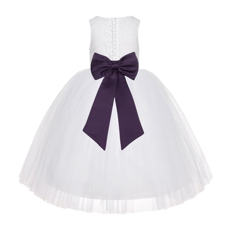 Ekidsbridal White Floral Lace Flower Girl Dress Wedding Mini Bridal Gown Formal Photoshoot Father Daughter Dance LG7noFT 4