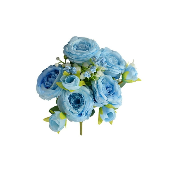 Flores Artificiales para Al Aire Libre 5 Ramas Philippos Rose Bouquet Simulado de Seda Flor Rosa Mesa Decoración Del Hogar 32cm Seda Blanca Flores Artificiales Ramo de Boda Rosas Flores Artificiales