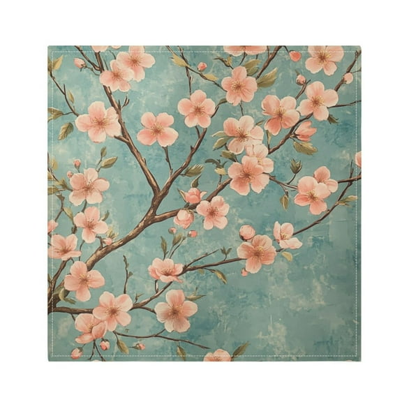 WOBOGO Peach Blossom Pattern Cloth Napkins 1 Piece Soft Elegant Touch Durable Absorbent Quick Drying for Elegant Dining