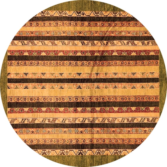 Ahgly Company Indoor Round Abstract Orange Modern Area Rugs, 6' Round
