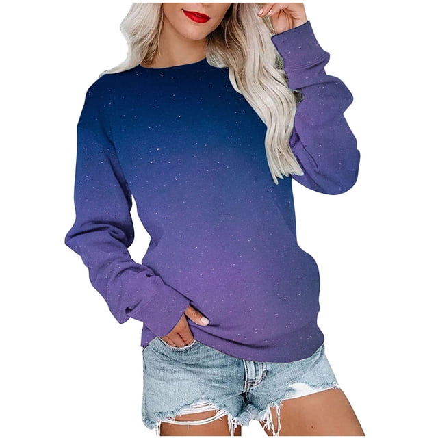 Meichang Sweat-Shirt pour Femmes Col Rond Manches Longues Décontracté Sweat-Shirts Tendance Gris Confortable Automne Pull Léger