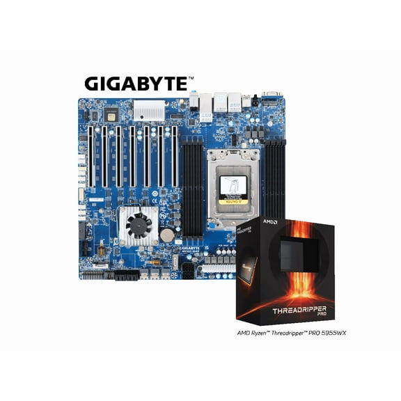 GIGABYTE MC62-G40 AMD Ryzen Threadripper PRO Workstation Board with AMD Threadropper Pro 5955WX Bundle Deal,16-core, 32-Thread, Processor Integrated by GIGABYTE