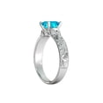 thumbnail image 3 of Blue Topaz 2.06 ctw Ring with Diamonds 14K White Gold Filigree Cathedral Princess, 3 of 7