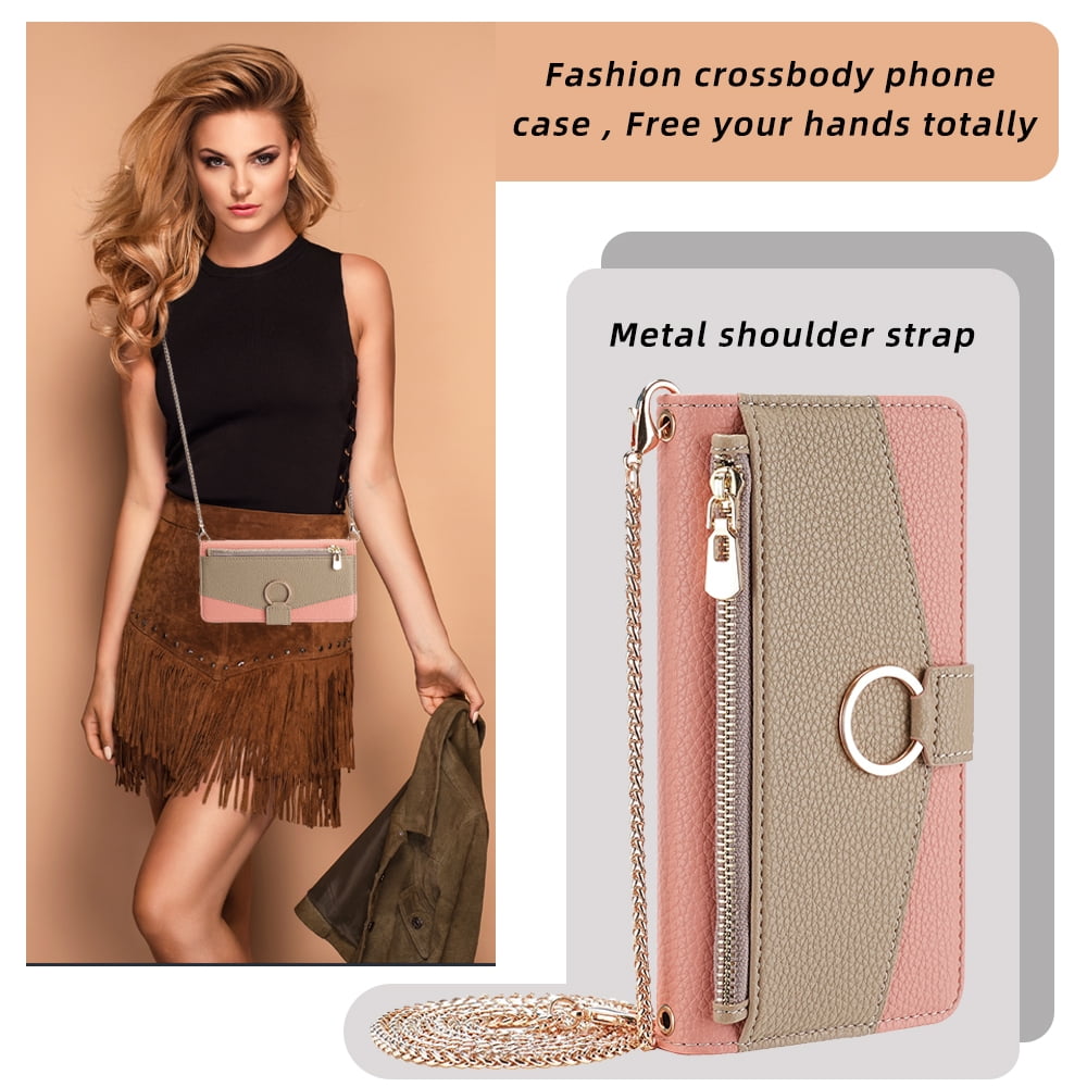 TECH CIRCLE For Samsung Galaxy A51 4G Wallet Case,PU Leather Flip Folio Stand Card Holder Zipper Ring Magnetic Protective Phone Case with Lanyard Strap Women Case for Galaxy A51 4G 6.5" 2019,Pink