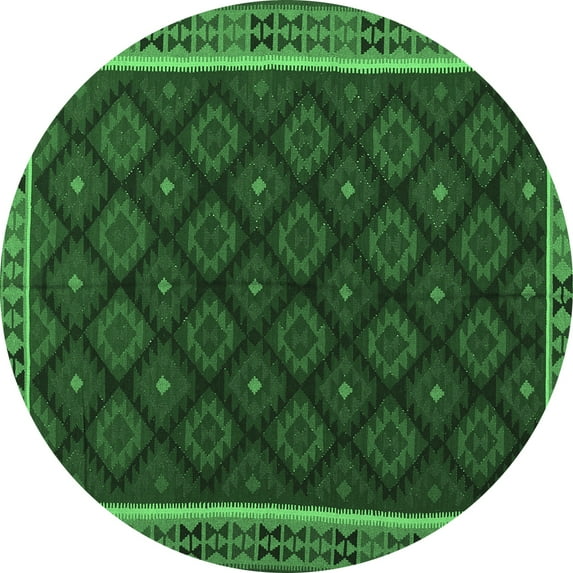 Ahgly Company Indoor Round Oriental Emerald Green Traditional Area Rugs, 3' Round