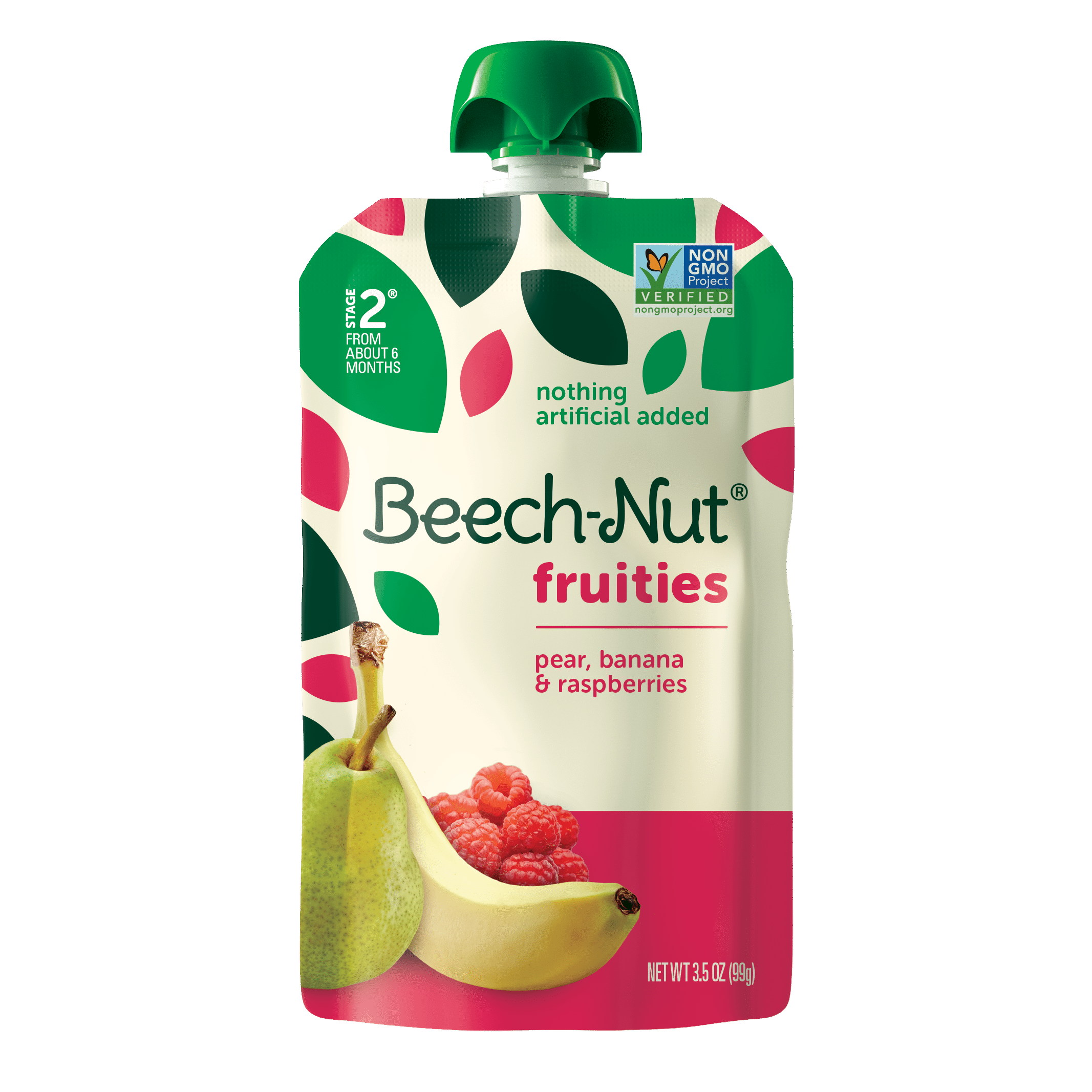 Beech-Nut Fruities Stage 2, Pear Banana & Raspberries Baby Food, 3.5 oz Pouch