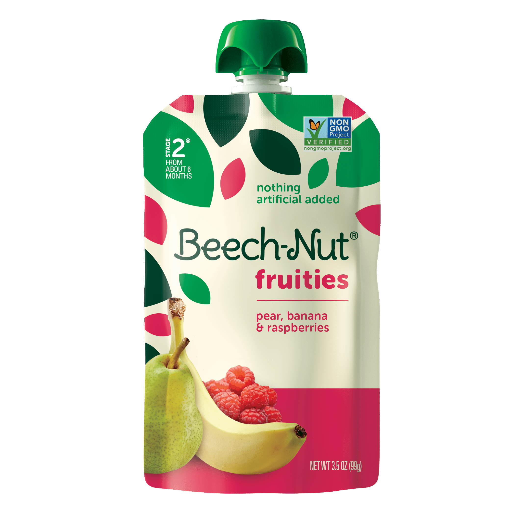 BeechNut Fruities Stage 2, Pear Banana & Raspberries Baby Food, 3.5 oz