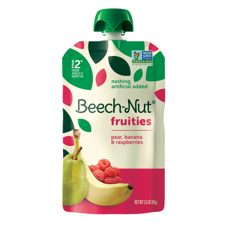 Beech-Nut Fruities Stage 2 Pear Banana & Raspberries Baby Food 3.5 oz Pouch