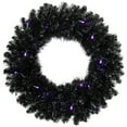 thumbnail image 2 of Northlight Black Crystal Pine Artificial Halloween Wreath - 24" - LED Purple, 2 of 8