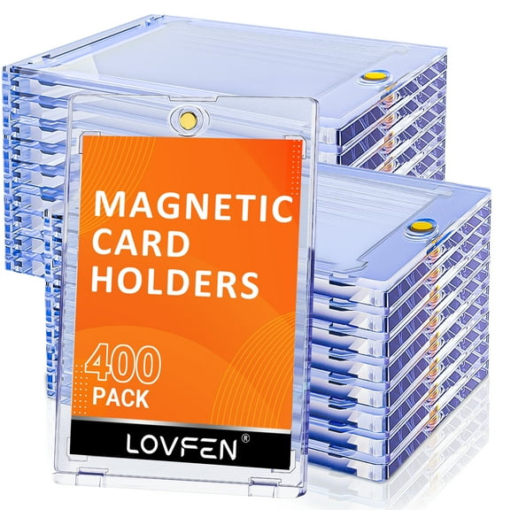 LOVFE 400ct Magnetic Card Holder for Trading Cards, 35pt One Touch Card Holder, Card Protectors Hard Plastic, Magnetic Card Case for Sports Card, Baseball Card Holders, Display Case for Standard Card