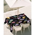 thumbnail image 3 of 60x102 Inch Outdoor Tablecloth with Umbrella Hole Zipper Rectangle Spring Flowers Rectangular Tablecloths Outside Waterproof Watercolor Floral Vintage Black Patio Table Cloth Cover for Picnic Party, 3 of 8