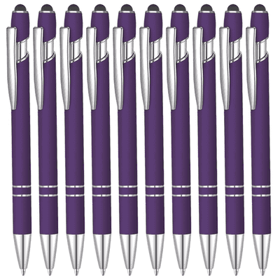 12 Pcs Black Ink Ballpoint Pen with Stylus Tip, 1.0 mm Metal Pen Stylus Pen for Touch Screens, 2 in 1 Thank You Pen Gift for Friends, Colleagues, Coworker, Office, Family