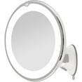 thumbnail image 1 of Stylish Makeup Mirror, Chrome Finish & LED Circle Light, Wall-Mounted for Space Efficiency, 10X Magnifying Mirror with Flexible Positioning, 1 of 8
