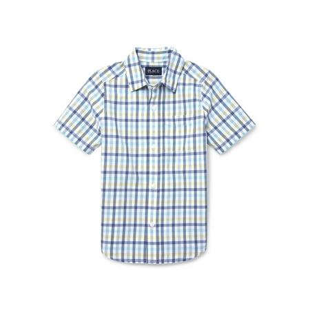 Little Me Plaid Dress Shirt - The Children's Place Short Sleeve Button Up Plaid Shirt (Little Boys & Big Boys)