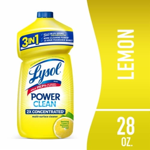 Lysol Power Clean All Purpose Cleaner Concentrate Disinfectant, Lemon, 28 fl oz 28 fl oz - Pack of 2