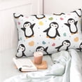 thumbnail image 4 of Pofeuu Colorful Hearts Penguin Print Polyester Microfiber Plush Pillowcases, Super Soft and Cozy Pillow Case Covers with Envelop Closure（Pillow core not included）-14"x20", 4 of 6