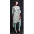 thumbnail image 2 of Bimba Green Leaves & Rose Floral Printed Asymmetrical Kurti Tops For Women Indian Summer Dress Tunic Small, 2 of 6