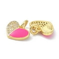 thumbnail image 2 of 10 pc Eco-Friendly Brass Micro Pave Clear Cubic Zirconia Enamel Pendant with Jump Rings Long-Lasting Plated Heart Real 18K golden Plated Deep Pink 10x12x2mm Hole: 3.4mm, 2 of 2