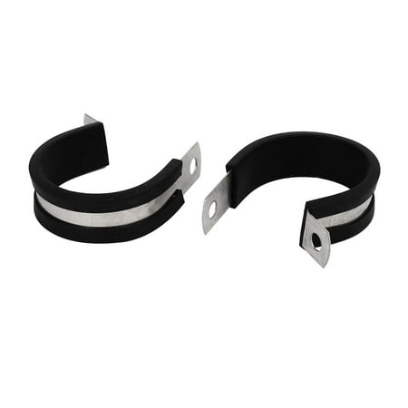 

34mm Dia EPDM Rubber Lined P Clips Cable Hose Pipe Clamps Holder 2pcs