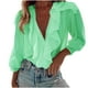 thumbnail image 3 of Camiseta sin mangas para mujer,Blusa informal de manga larga con volantes y cuello en V para mujer, de poliéster, ideal para uso diario, sopatenor, 3 of 8