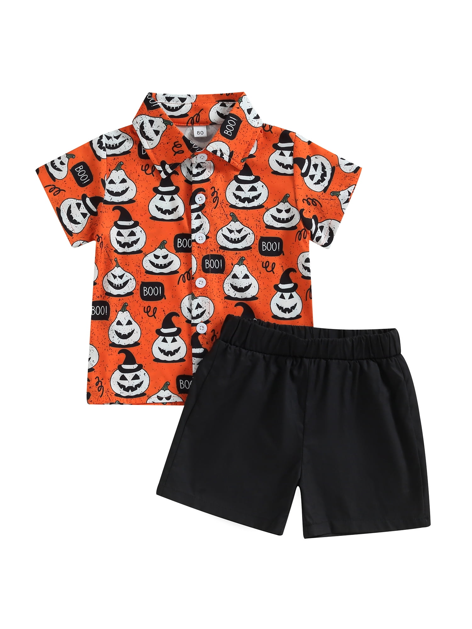 Halloween Toddler Baby Boy Gentleman Outfits Pumpkin Short Sleeve