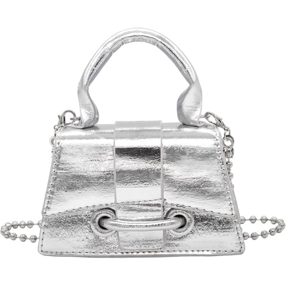GASTROPOD Mini Crossbody Bags for Women silver purse crossbody y2k Small Square Purse with Chain Strap Clutch Evening Handbags for Dressy, Prom, Party