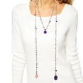 thumbnail image 3 of Long Lariat Wrap Multi-Wear Purple & Pink Mix Stones Beaded Necklace, 3 of 4