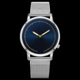 thumbnail image 3 of Reloj de negocios simple de moda para hombres y mujeres Reloj de pulsera con banda de aleación de cuarzo (plateado y azul), 3 of 3