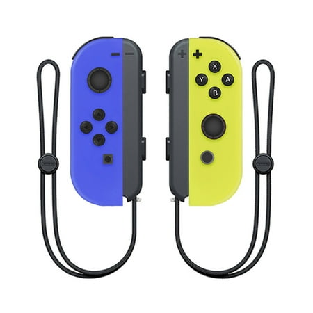 Switch Wireless Controllers with Hand Strap Replacement Wireless Gamepad Joy-con Dual Vibration (Blue&Yellow)
