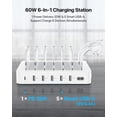 thumbnail image 2 of SooPii 60W 6-Port Charging Station for Multiple Devices, PD 20W USB C Fast Charging for lPhone 14/13/12,6 Short Cables Included, 2 in 1 Holder,for Phones,Tablets and Others,White, 2 of 5