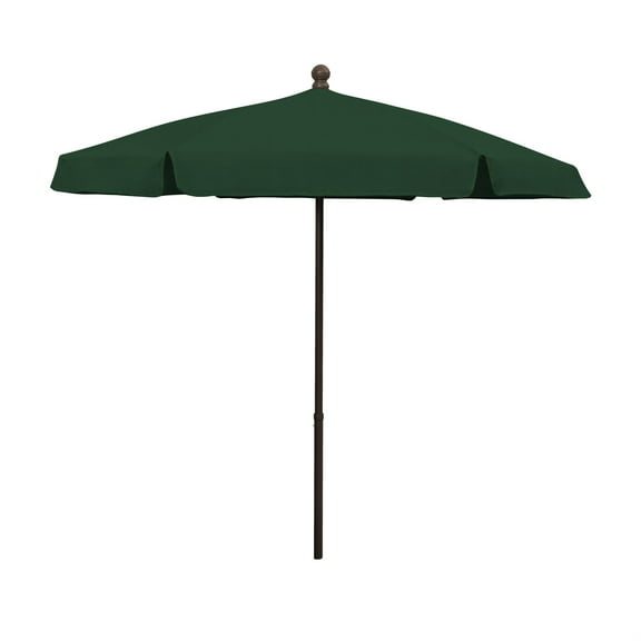 7.5' Hex Garden Patio Umbrella 6 Rib Push Up Champagne Bronze with Forest Green Vinyl Coated Weave Canopy