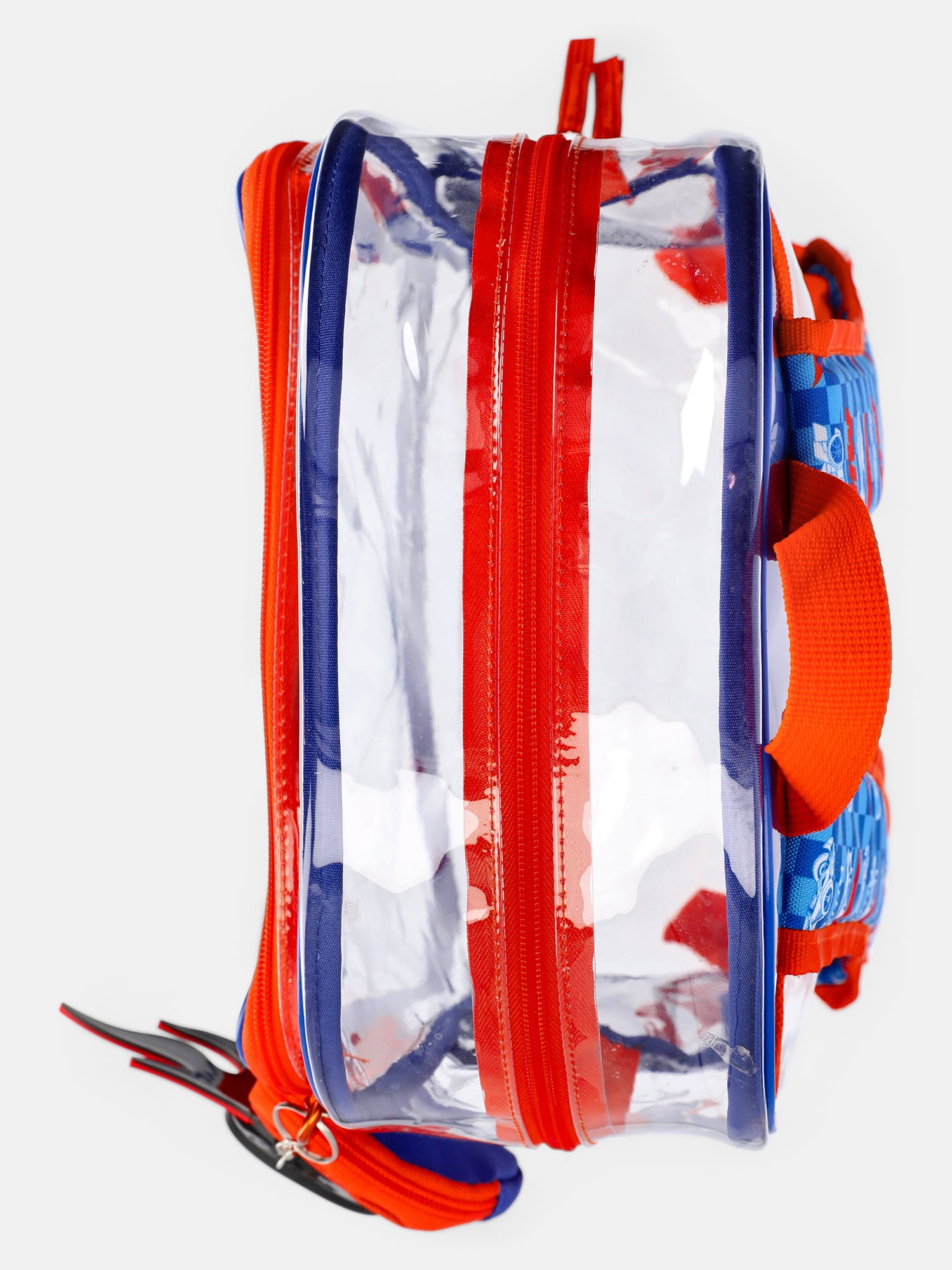 Hot Wheels Boys 17" Clear Rodger Dodger Backpack with Lunch Box & Bag Charm, 3-Piece Set, Orange