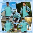 thumbnail image 5 of SEANATIVE Men's Long Sleeve Sun Protection Fishing Hoodie with Face Mask Breathable Lightweight Hooded Fishing Athletic Workout Shirt for Hiking Running, S, Fish Camo Light Teal Green, 5 of 7