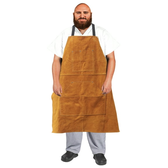 URBY Plus Size Leather Apron Extra Wide for welding Working, Flame Resistant