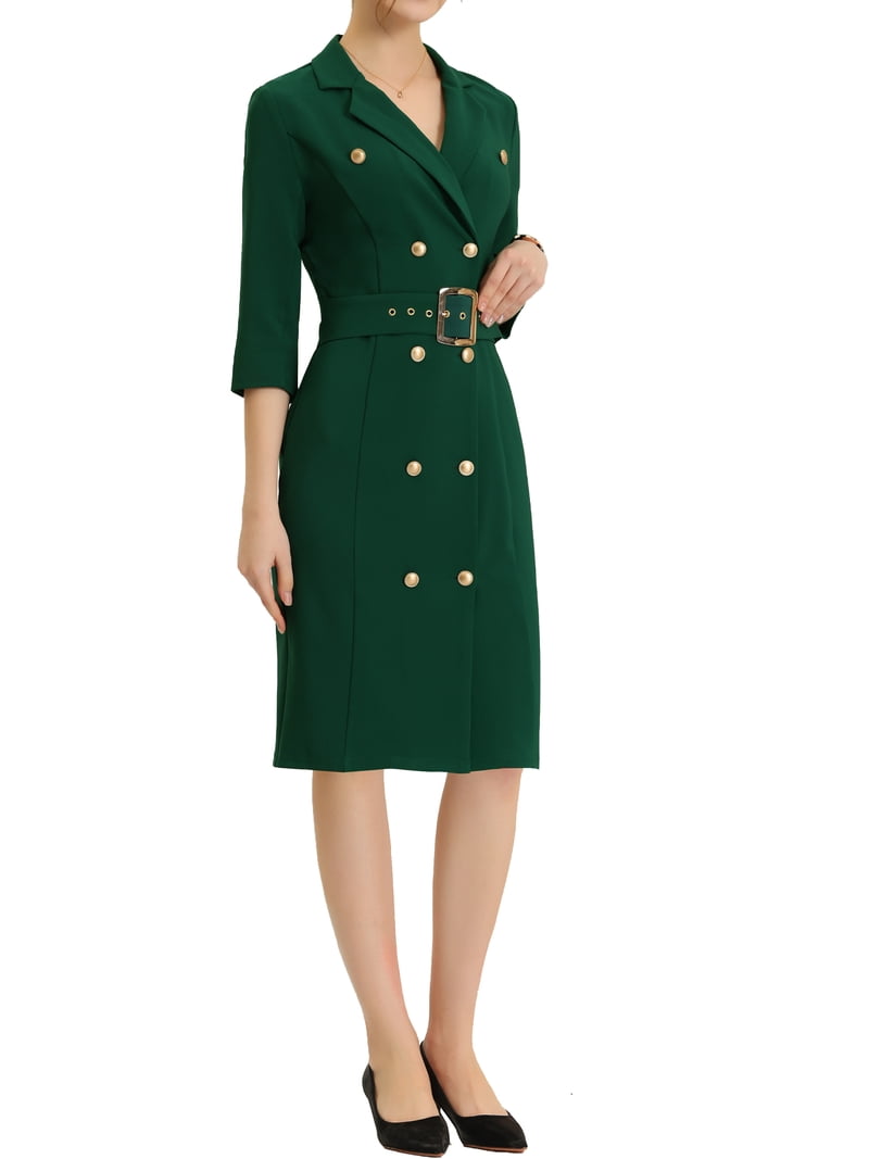 double breasted midi blazer dress Pastel Double-breasted Midi Blazer Dress HOUDA