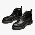 thumbnail image 3 of Cowboy Boots Slip Chunky Heel Resistant Leather Country Work Boot Classic Breathable Lace-Up High-top Zip Western Boots, 3 of 6