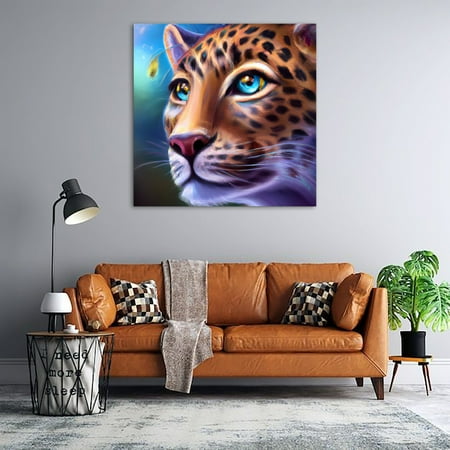 

Majestic Leopard with Blue Eyes Painting: A Stunning Piece of Wildlife Art for Your Walls
