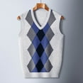 thumbnail image 4 of Mens Pullover Sweater Fashion Knitted Vest V Neck Color Blocked Mens Warm Clothes,White,XL, 4 of 4